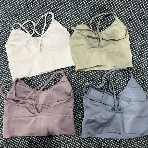 EVERCUTE Cross Back Sport Bras Padded Strappy Criss Cross Cropped Bras - Picture 3 of 3